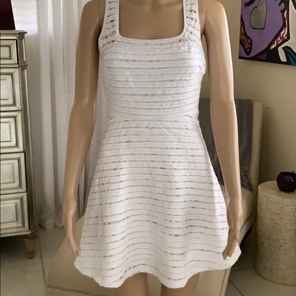 Aqua white eyelit dress - Picture 2 of 4